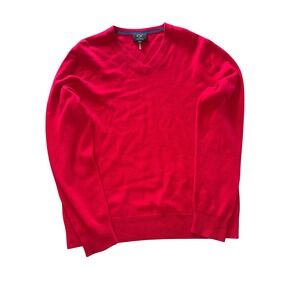 QI Cashmere V Neck Sweater Men Red Size M 100% Cashmere Luxury Knit Top